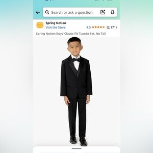 Spring Notion Boys' Classic Fit Tuxedo Set, No Tail